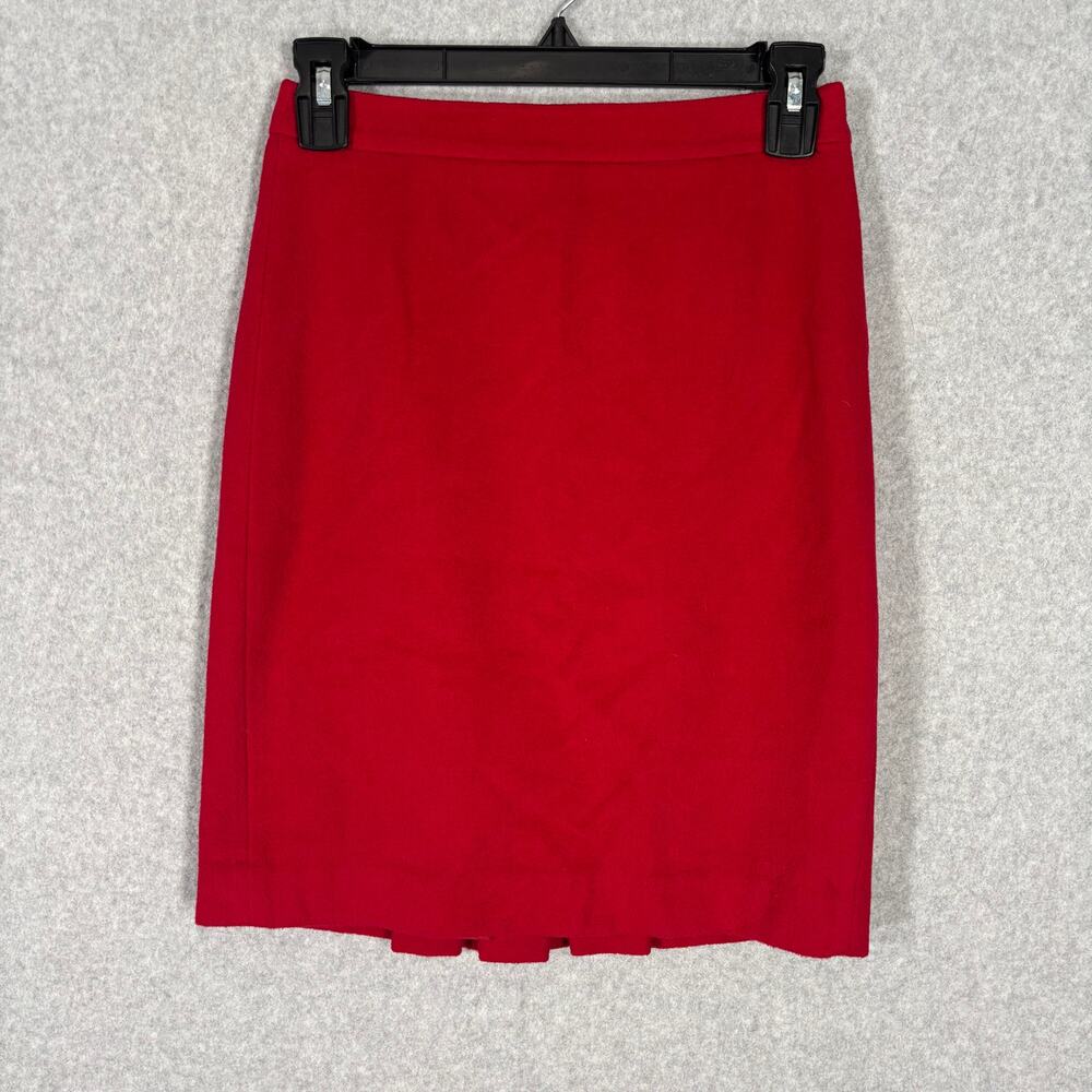 Ann Taylor Skirt 0P Petite Red Mini Pleated Pencil Academia Career Office Lined